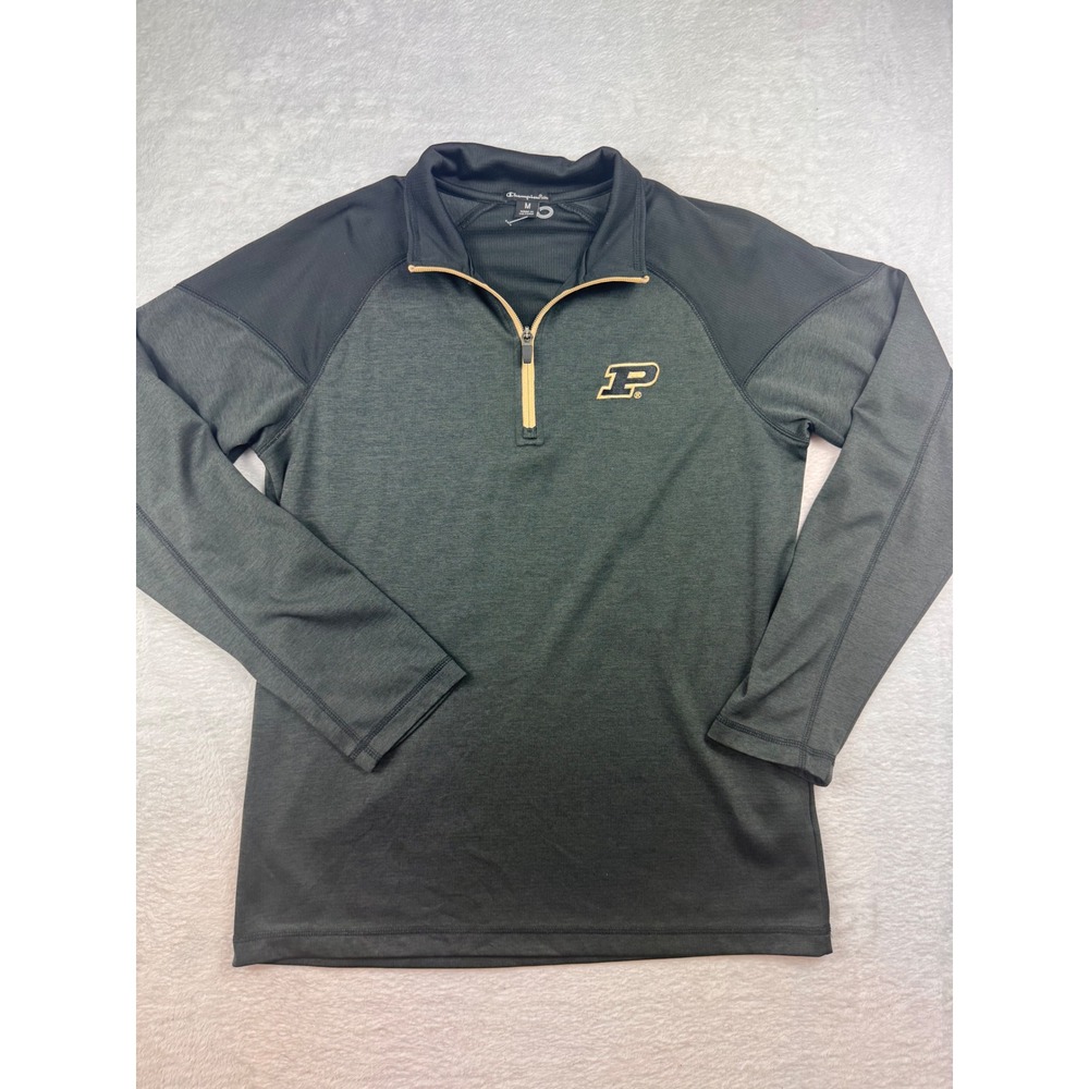 Champion Elite Purdue Boilermakers Mens Quarter Zip Pullover Gray Black Medium